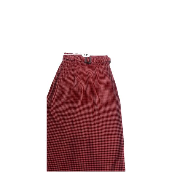 zara TRF high waisted red black gingham plaid button midi skirt Size S - Picture 2 of 9